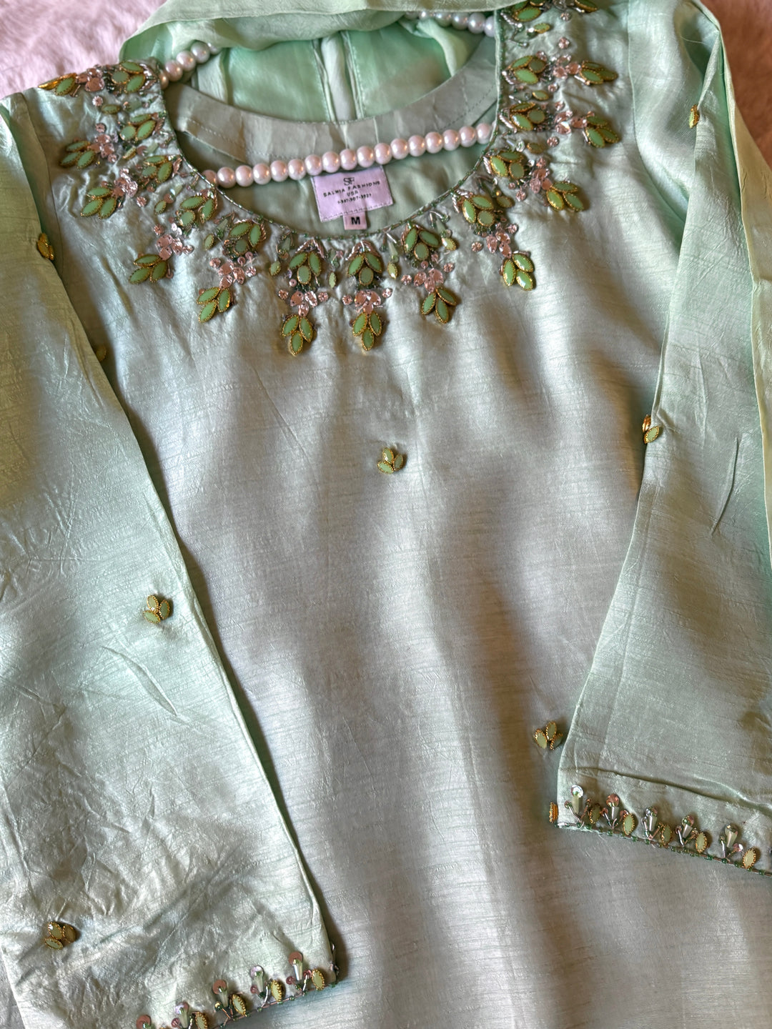 JEWEL EMBELLISHED RAW SILK SUIT FRSH22