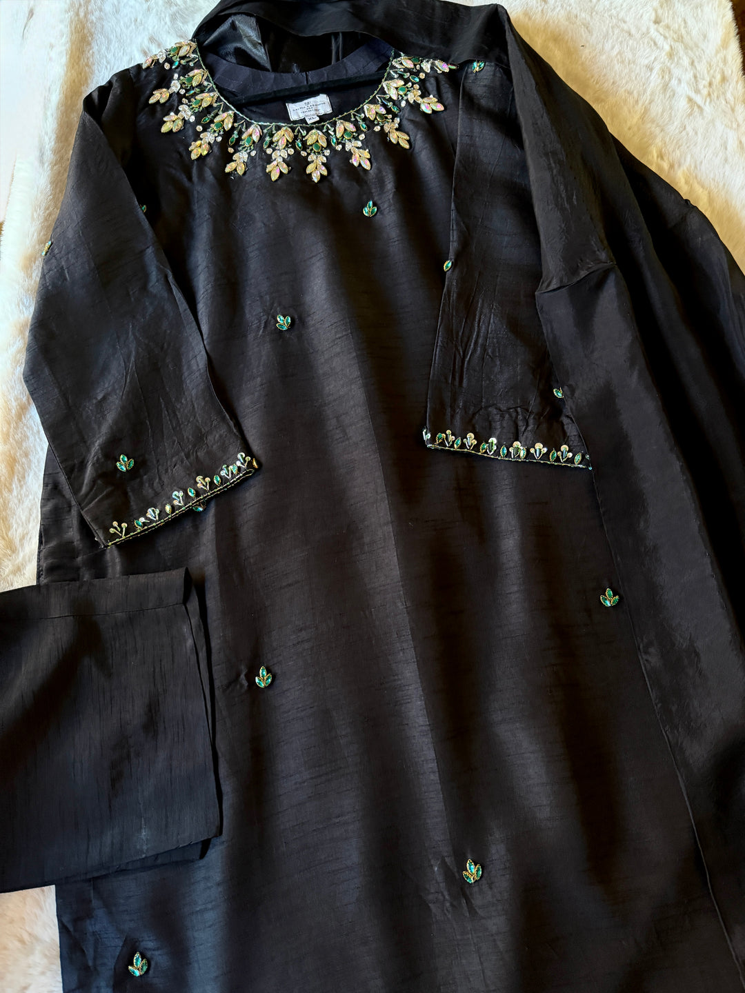 JEWEL EMBELLISHED RAW SILK SUIT FRSH20