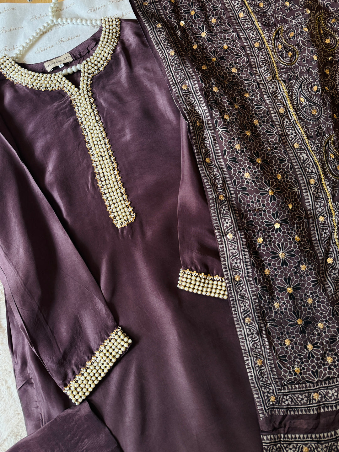 PURE SILK AJRAK SUIT AJSF04