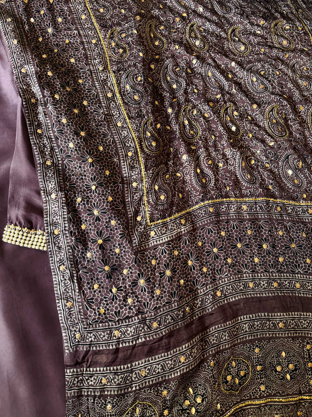 PURE SILK AJRAK SUIT AJSF04
