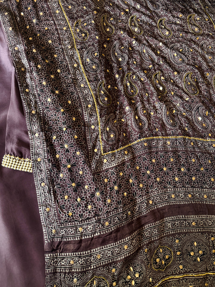 PURE SILK AJRAK SUIT AJSF04