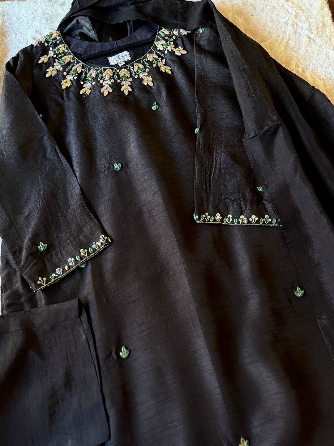 JEWEL EMBELLISHED RAW SILK SUIT FRSH20