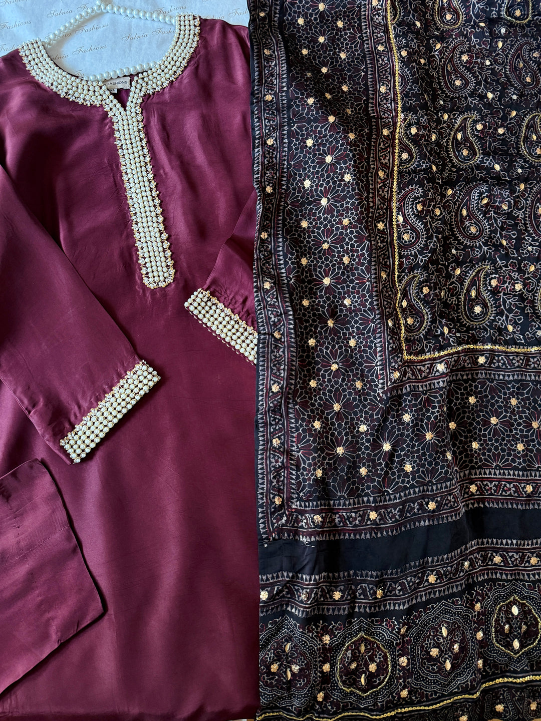PURE SILK AJRAK SUIT AJSF03