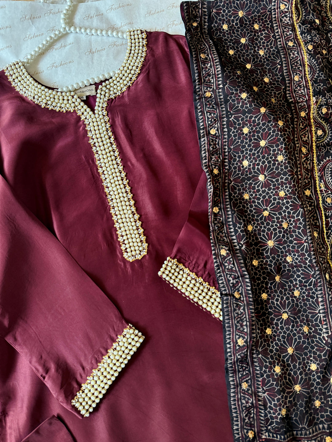 PURE SILK AJRAK SUIT AJSF03