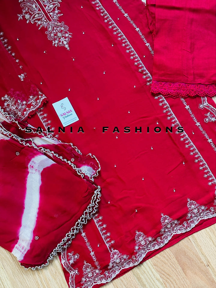 AGHANOOR CHIFFON EMBROIDERED SUIT AN60019