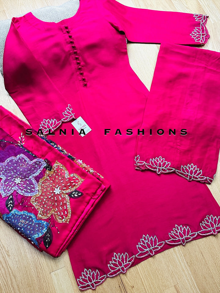 PURE RAW SILK HAND PAINTED SUIT SFHP4