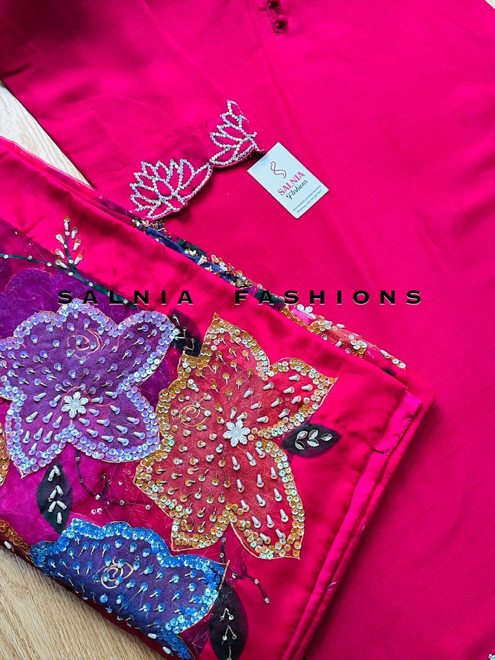 PURE RAW SILK HAND PAINTED SUIT SFHP4