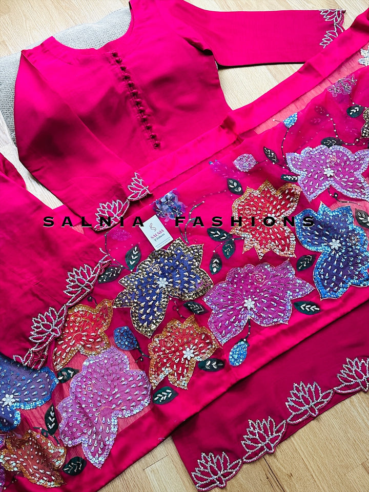 PURE RAW SILK HAND PAINTED SUIT SFHP4