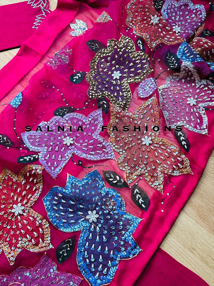 PURE RAW SILK HAND PAINTED SUIT SFHP4