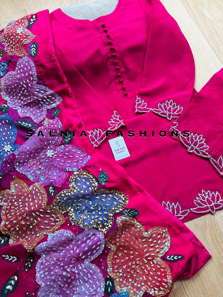PURE RAW SILK HAND PAINTED SUIT SFHP4