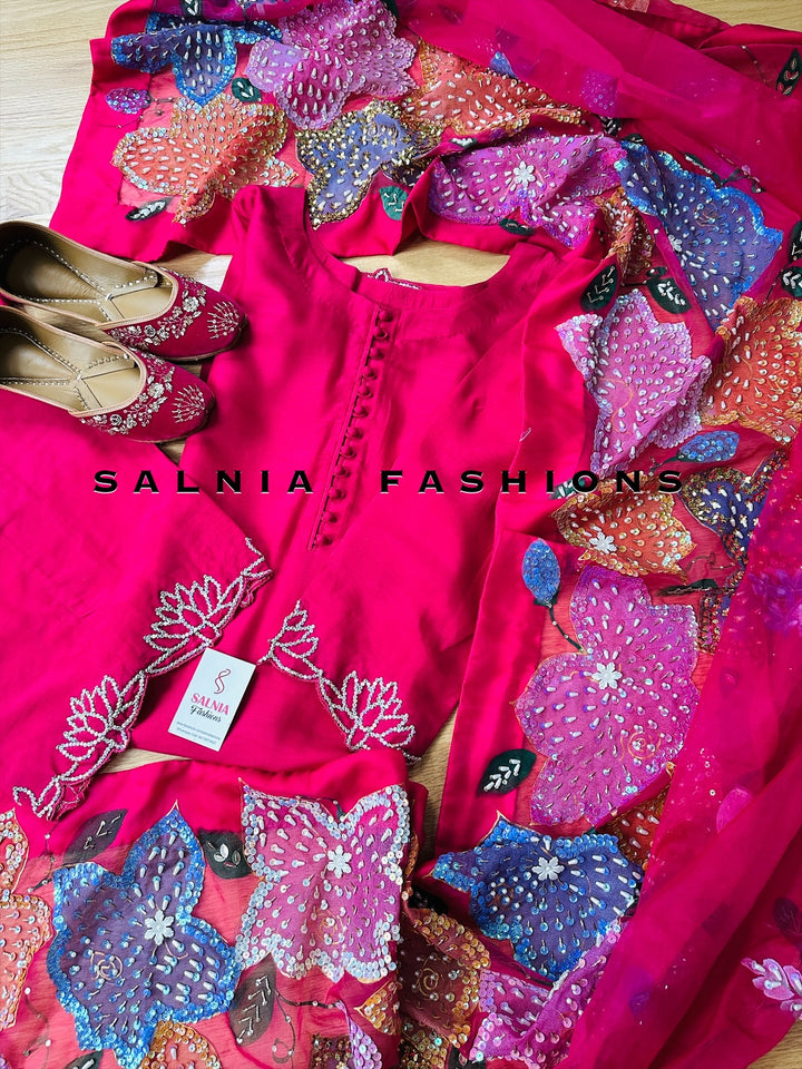 PURE RAW SILK HAND PAINTED SUIT SFHP4