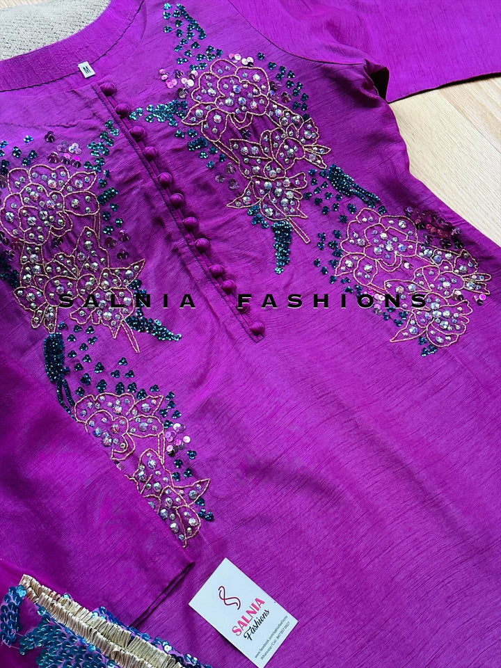PURE RAW SILK HAND PAINTED SUIT SFHP5