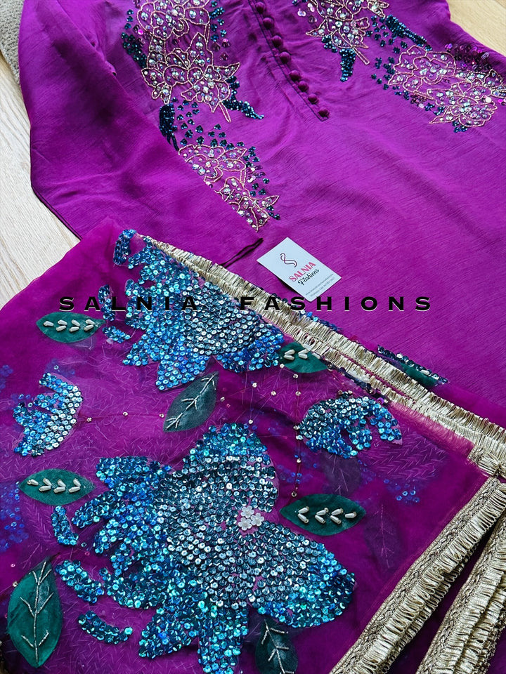 PURE RAW SILK HAND PAINTED SUIT SFHP5
