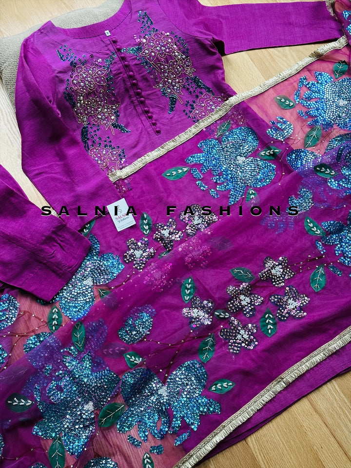 PURE RAW SILK HAND PAINTED SUIT SFHP5