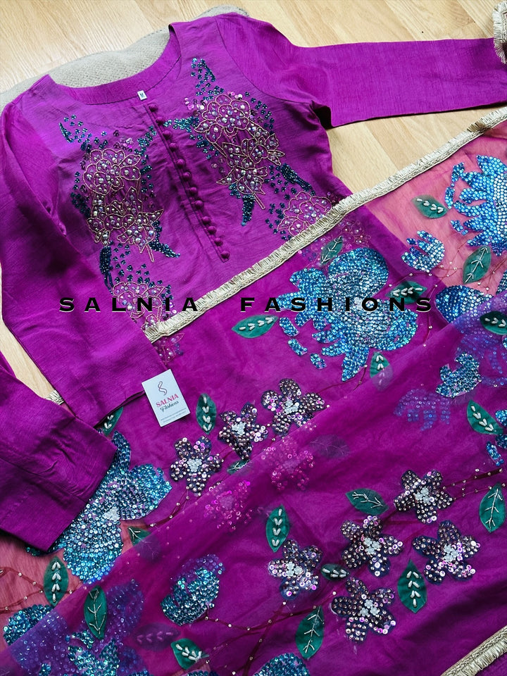 PURE RAW SILK HAND PAINTED SUIT SFHP5