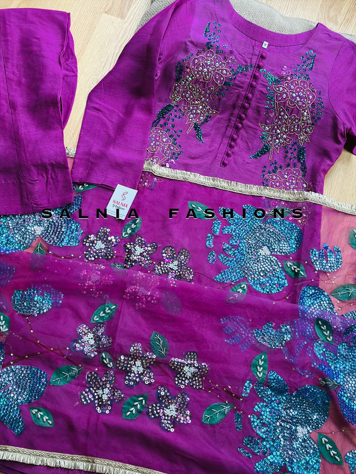 PURE RAW SILK HAND PAINTED SUIT SFHP5