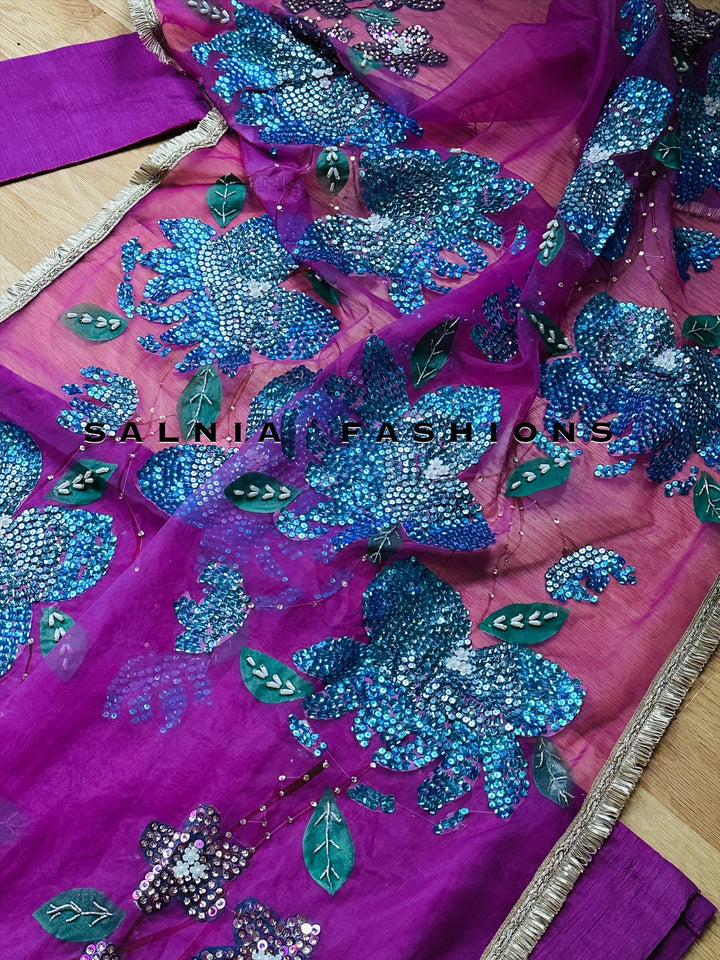 PURE RAW SILK HAND PAINTED SUIT SFHP5