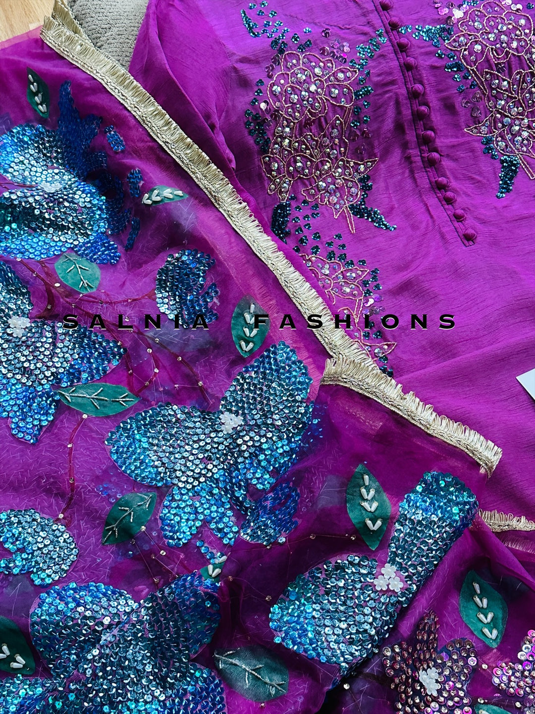 PURE RAW SILK HAND PAINTED SUIT SFHP5