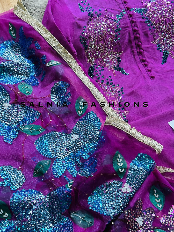PURE RAW SILK HAND PAINTED SUIT SFHP5