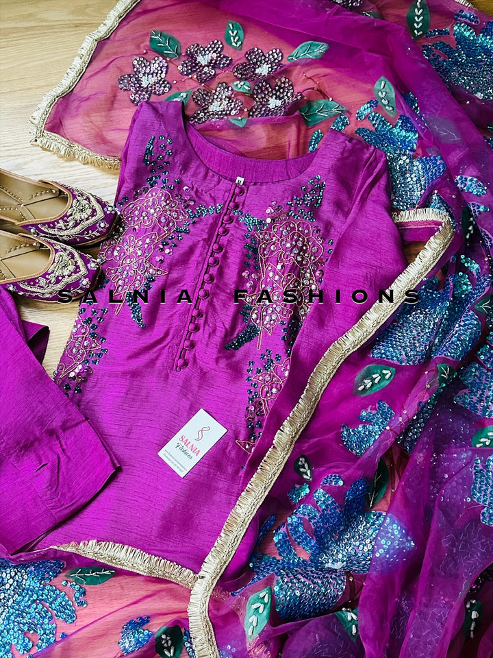 PURE RAW SILK HAND PAINTED SUIT SFHP5