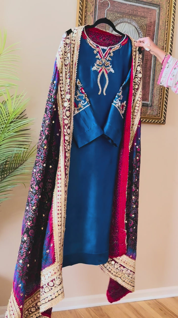 PURE SILK BLOCK PRINTED SUIT BLSF03