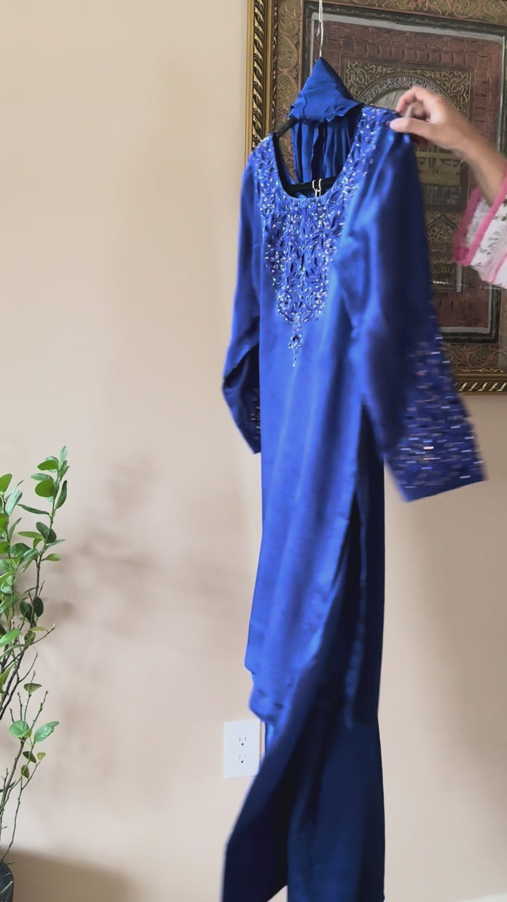 EMBROIDERED CUTWORK PURE SILK FARSHI SHALWAR FRSH17