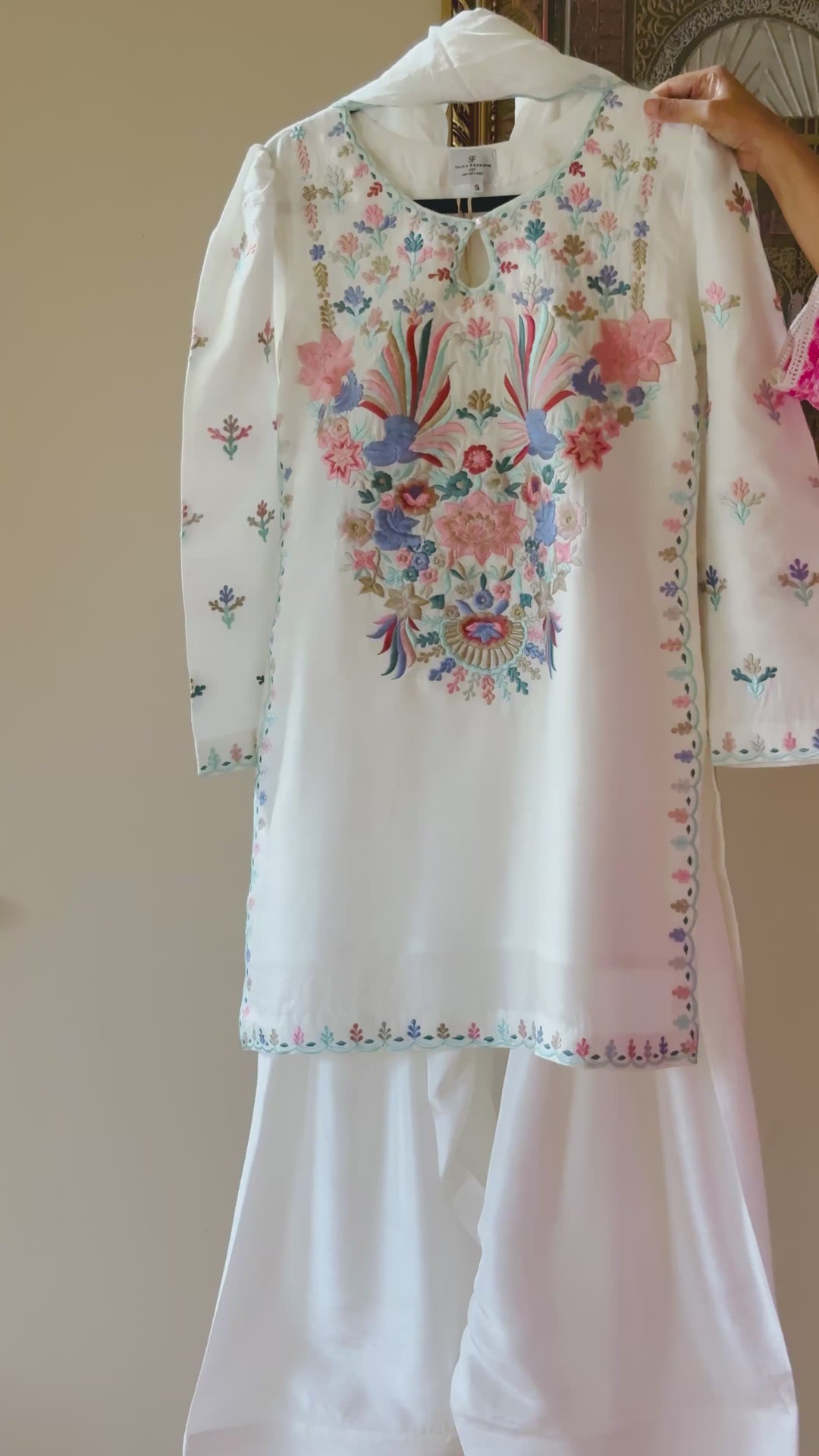 EMBROIDERED KOREAN RAW SILK FARSHI SHALWAR FRSH61