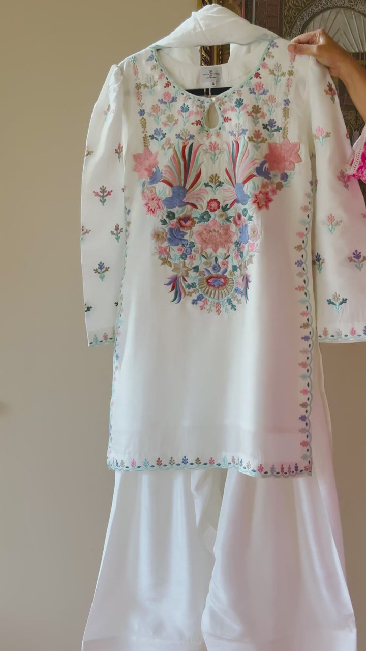 EMBROIDERED KOREAN RAW SILK FARSHI SHALWAR FRSH61