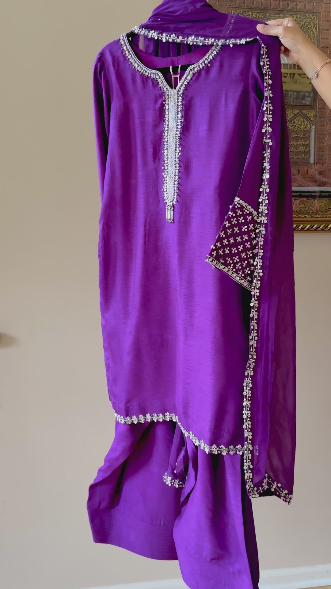 HAND EMBELLISHED RAW SILK FARSHI SHALWAR FRSH65