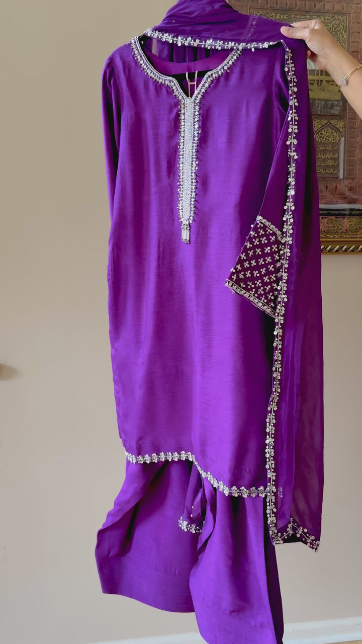 HAND EMBELLISHED RAW SILK FARSHI SHALWAR FRSH65