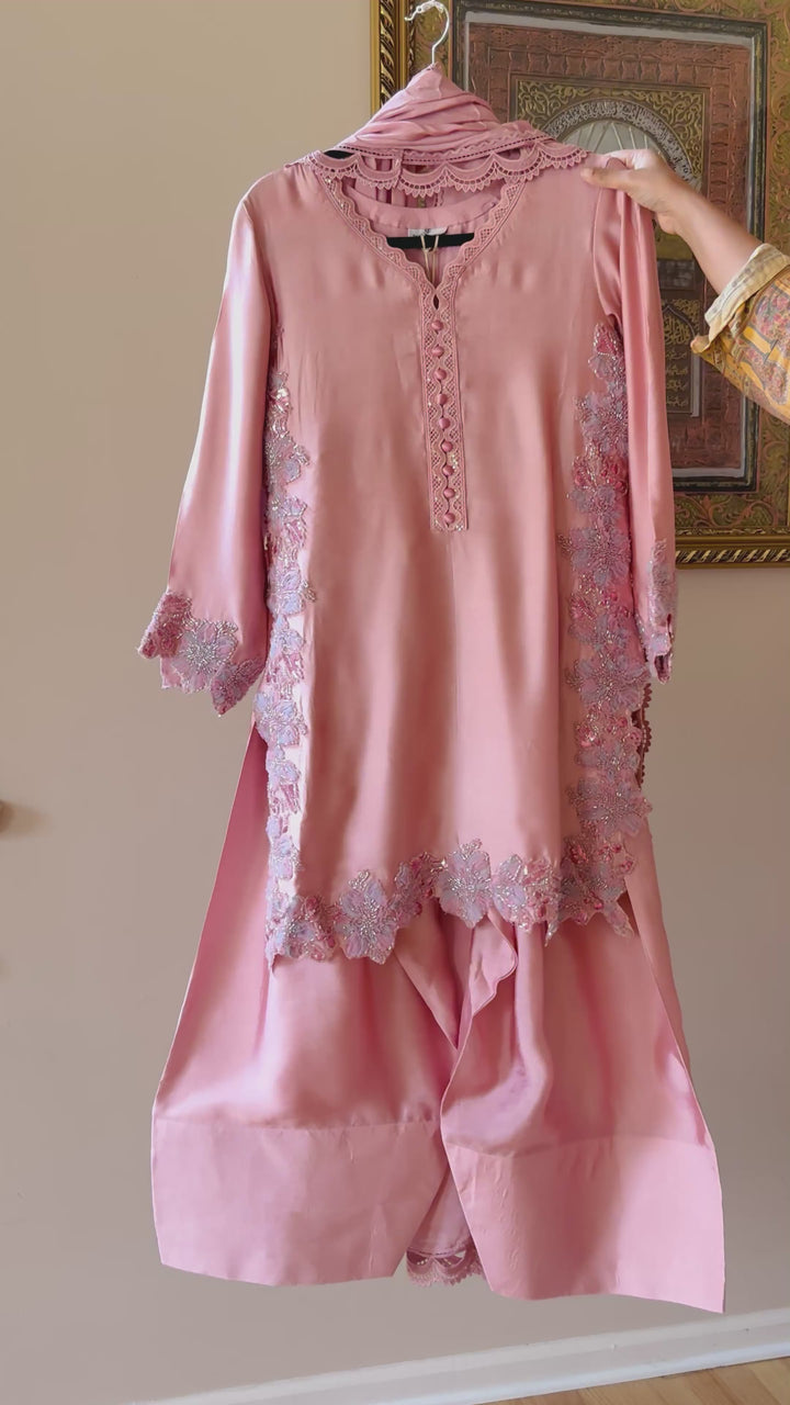 CUTWORK EMBELLISHED SHEESHA SILK FARSHI SHALWAR FRSH53