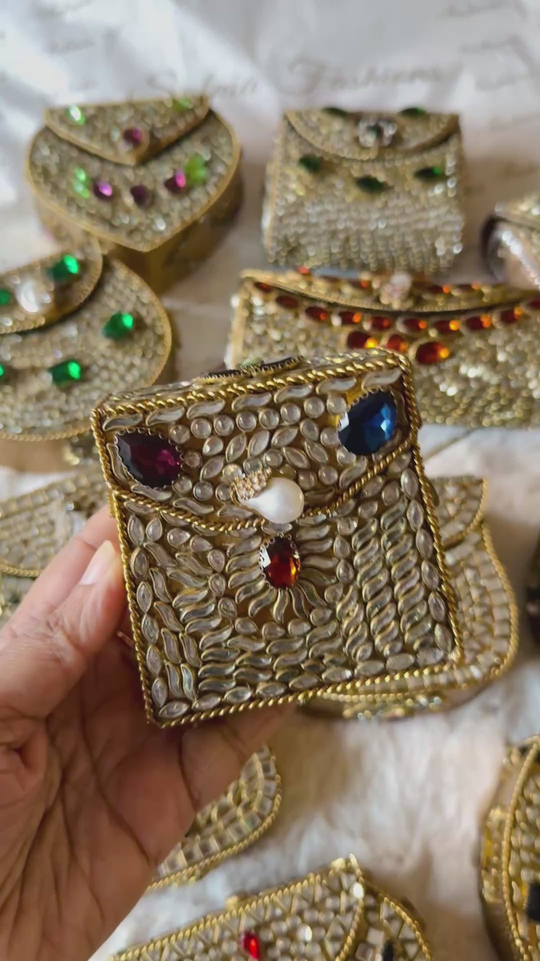 MINI KUNDAN CLUTCH AZURE