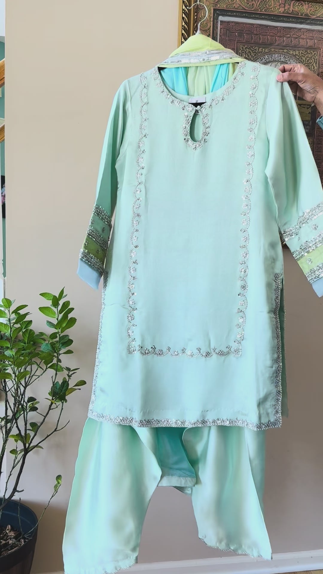 HAND EMBELLISHED PURE SILK FARSHI SHALWAR FRSH70