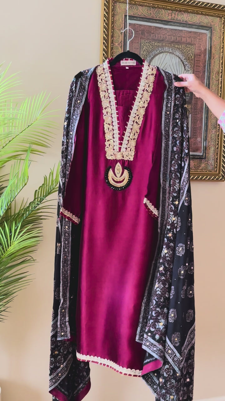PURE SILK AJRAK SUIT AJSF09