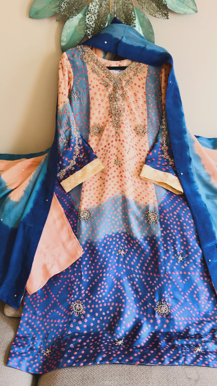 PURE SILK CHUNRI CUSTOM KAFTAN PARTYWEAR CHSF02