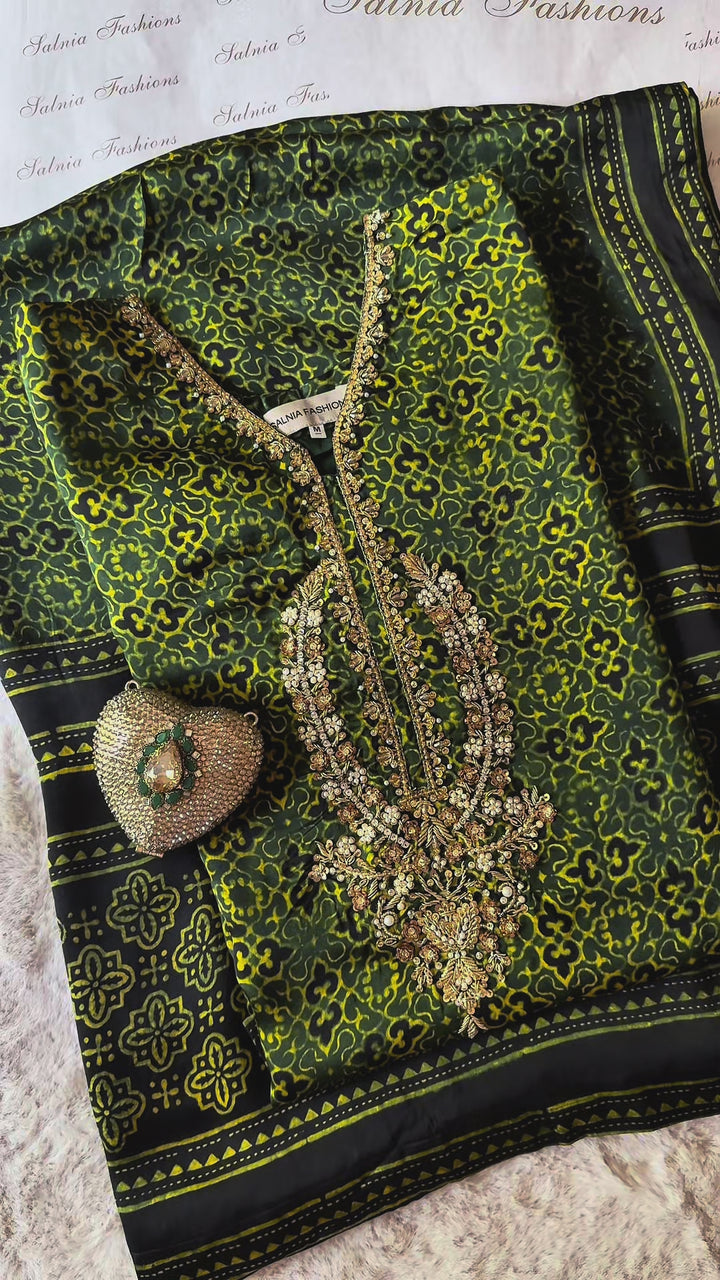 PURE SILK AJRAK SUIT AJSF02