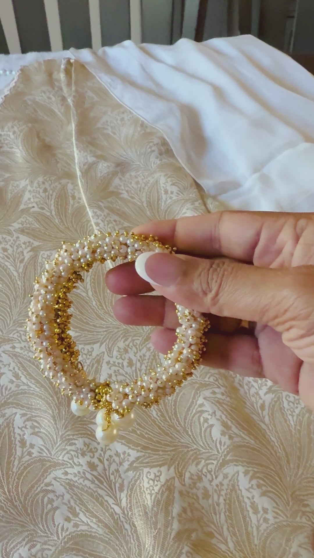 HANDCRAFTED PEARL CLUSTER BANGLES WITH PEARL LATKAN PCSF01
