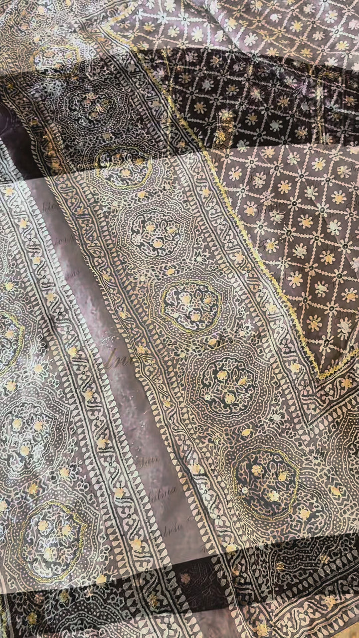 PURE SILK AJRAK SUIT AJSF05