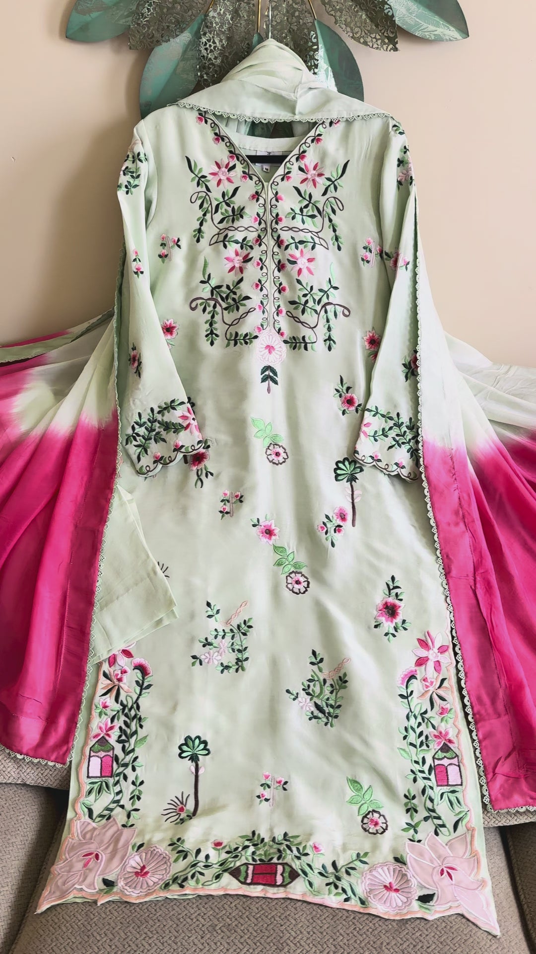 EMBROIDERED LONG KAFTAN STYLE SILK SUITS ARSF03