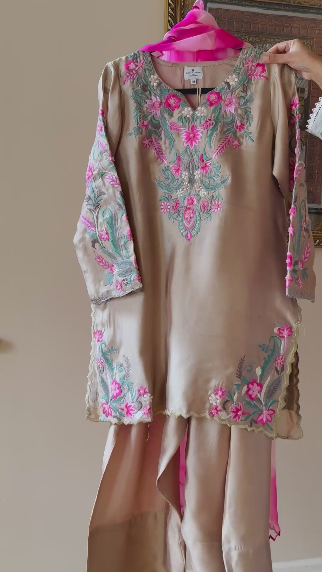 MULTI EMBROIDERED CUTWORK SHEESHA SILK FARSHI SHALWAR FRSH91