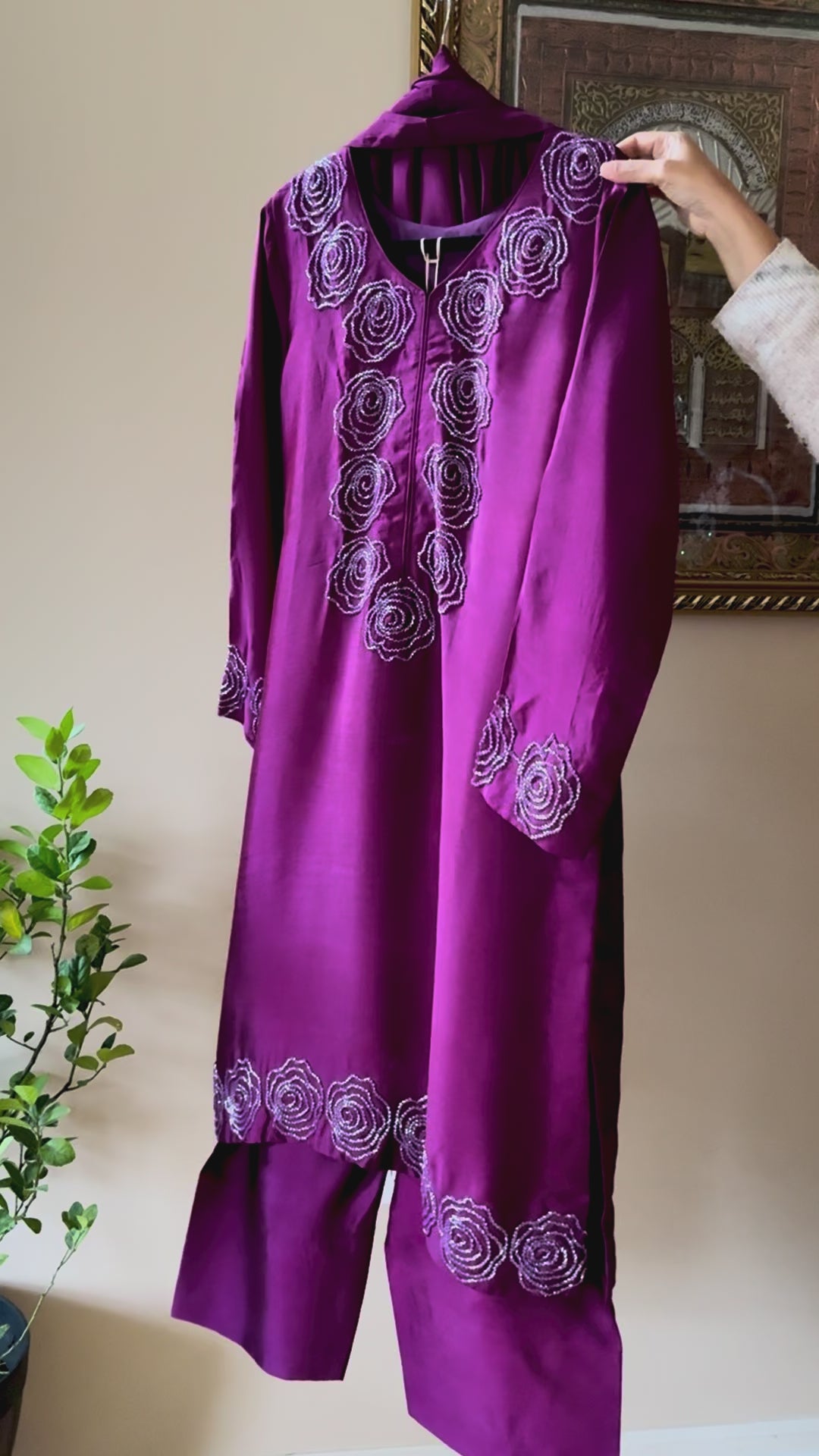 HANDWORK SHEESHA SILK FARSHI SHALWAR FRSH11