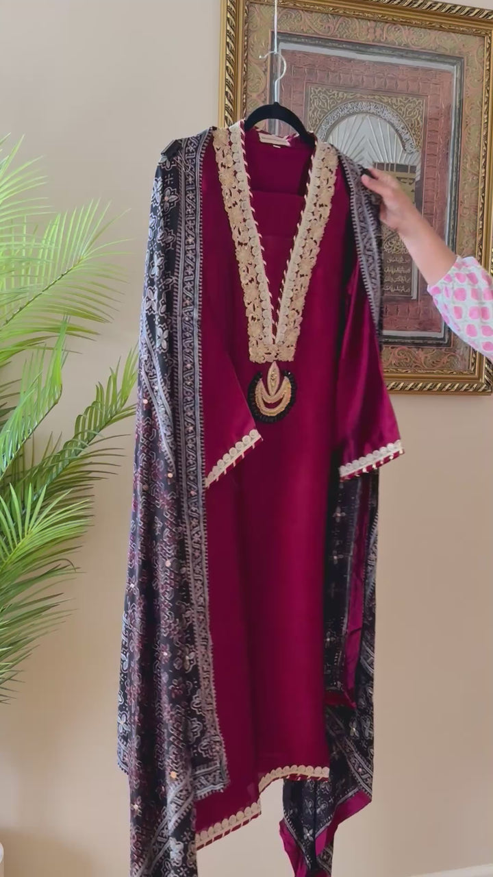 PURE SILK AJRAK SUIT AJSF05