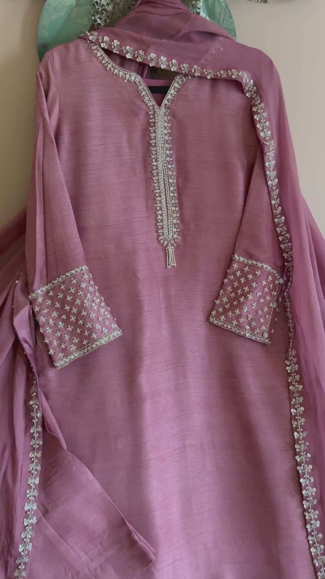 HAND EMBELLISHED RAW SILK SUIT FRSH62