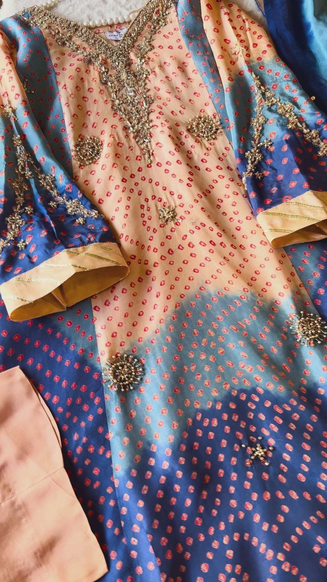 PURE SILK CHUNRI CUSTOM KAFTAN PARTYWEAR CHSF02