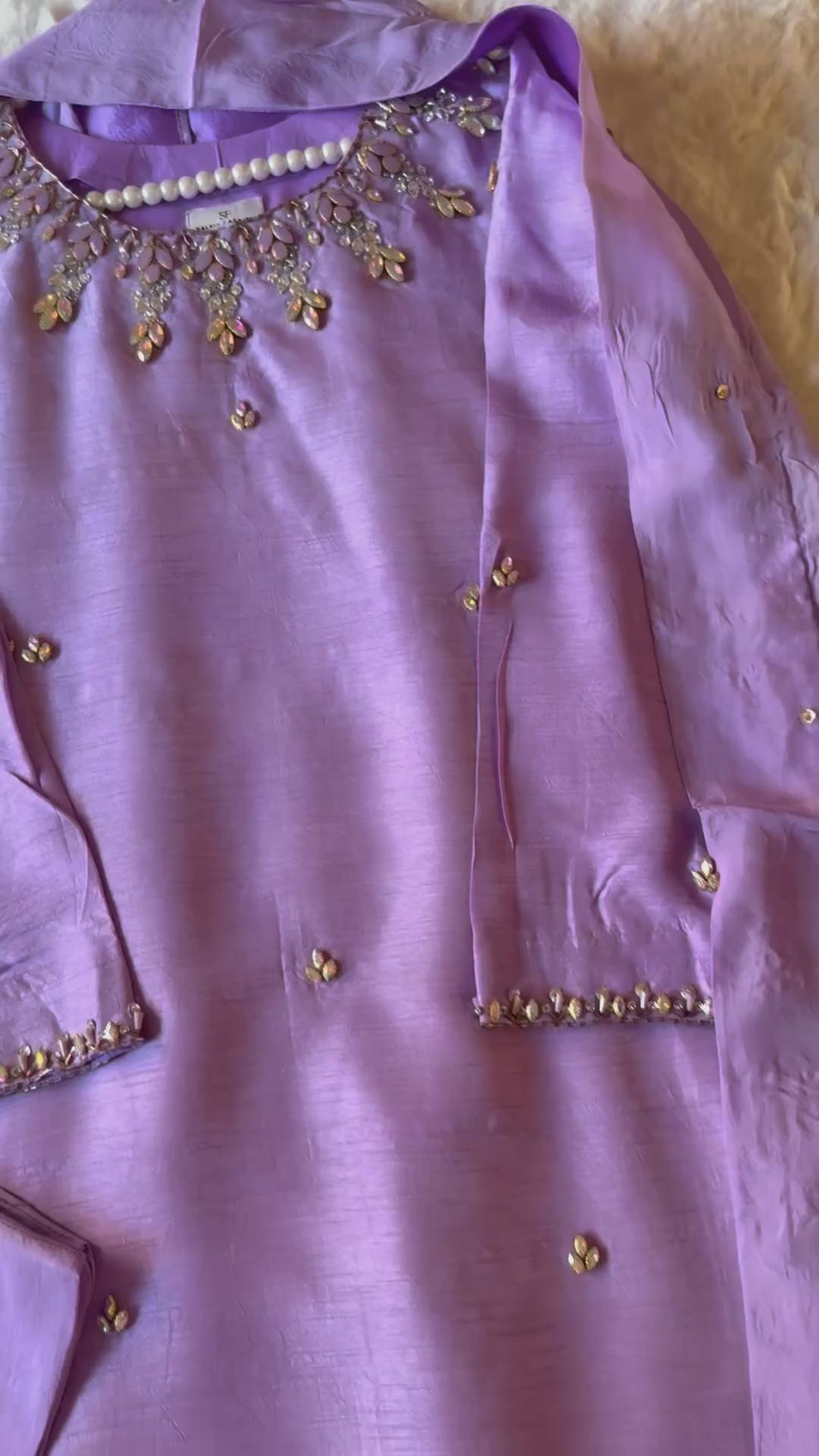 JEWEL EMBELLISHED RAW SILK SUIT FRSH21