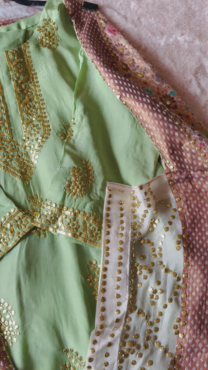 HEAVY KAAMDANI SUIT WITH WOVEN ATLAS DUPATTA KMSF03