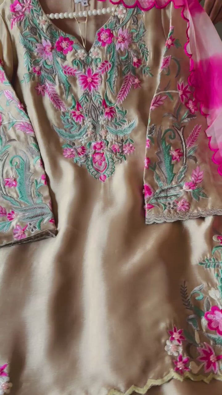 MULTI EMBROIDERED CUTWORK SHEESHA SILK FARSHI SHALWAR FRSH91