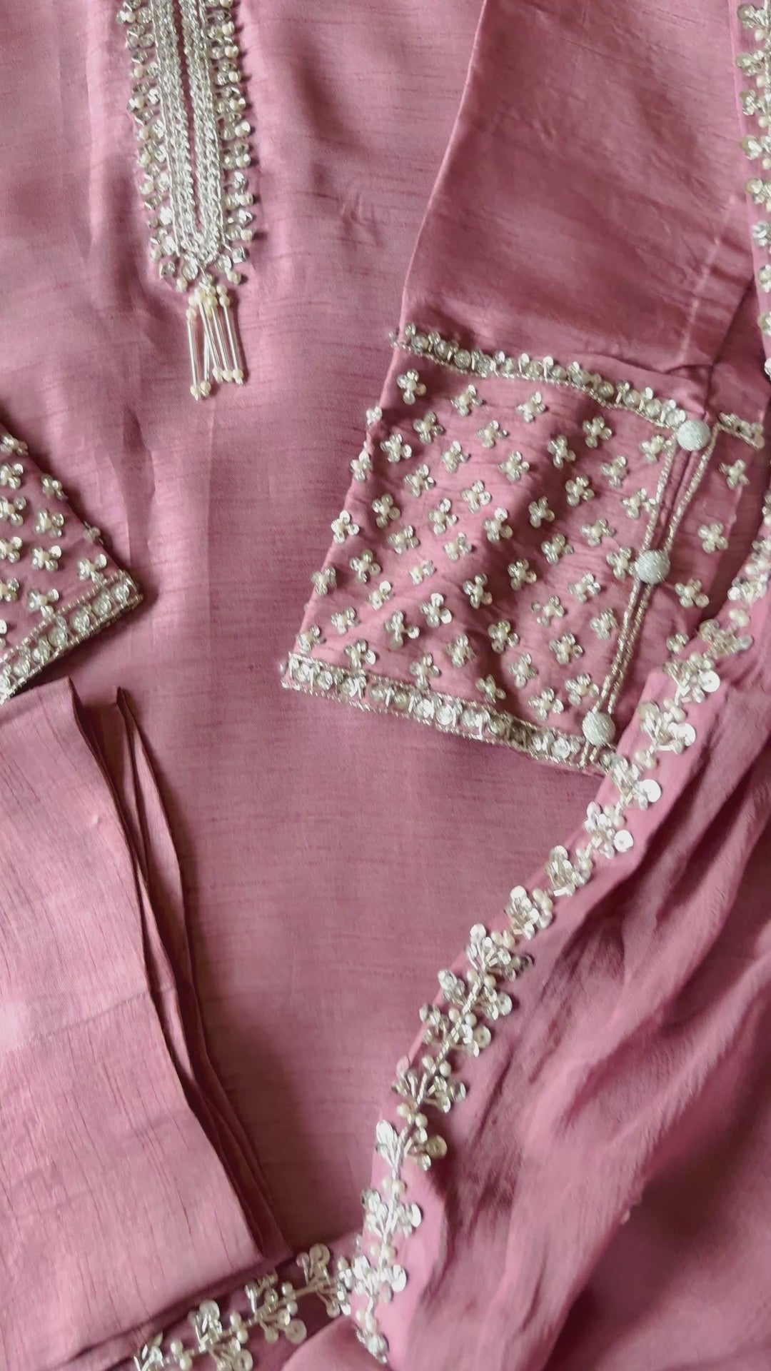 HAND EMBELLISHED RAW SILK SUIT FRSH62