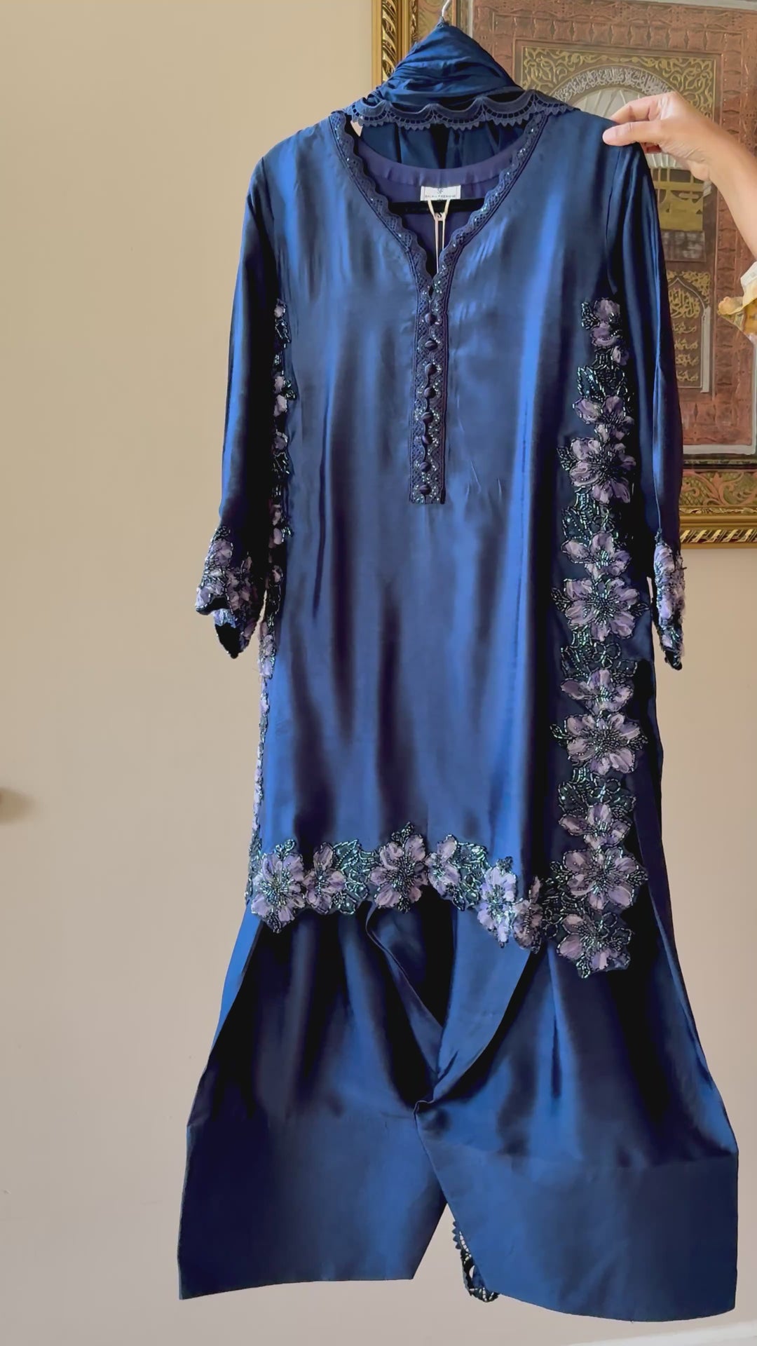 CUTWORK EMBELLISHED SHEESHA SILK FARSHI SHALWAR FRSH51