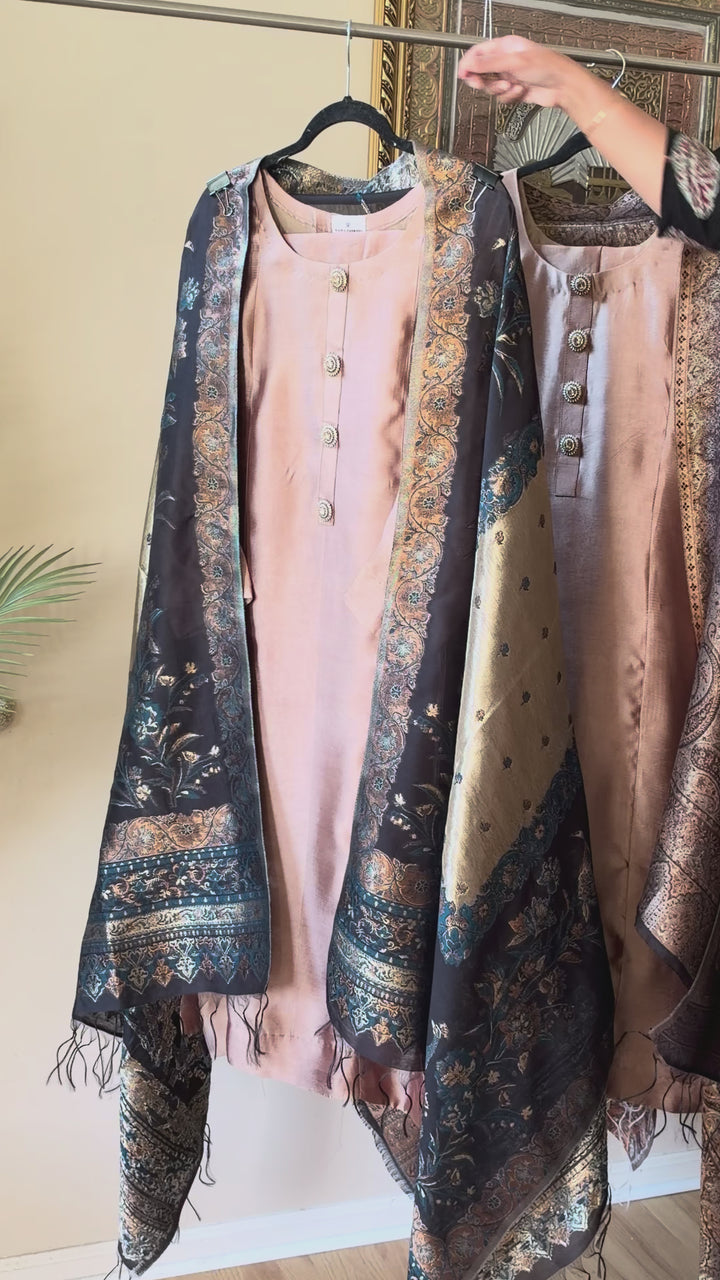 KHANI WOVEN PURE MOONLIGHT SHAWL SET KHMN04